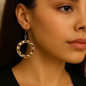 G by Gennaro Gold-Tone Textured Hoop Drop Earrings - Women's Fashion Jewelry